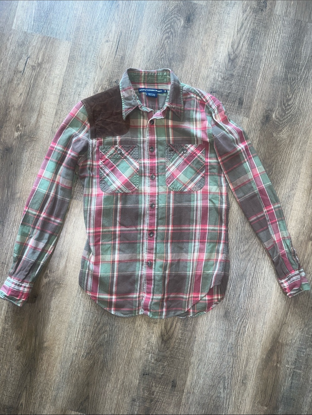 Ralph Lauren Sport Green and Pink/Res Plaid Button-Down Shirt